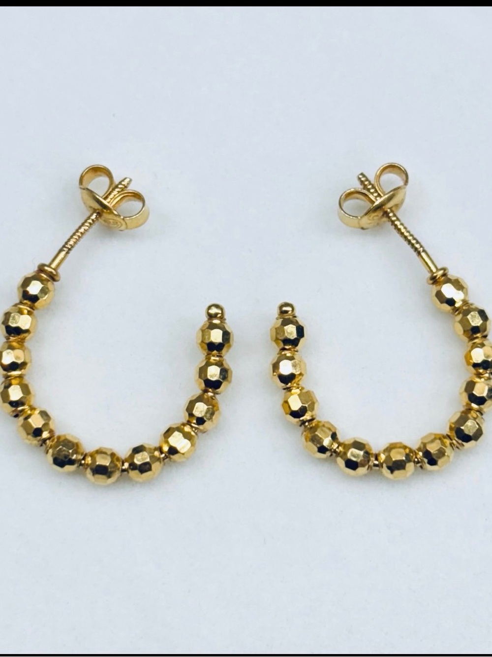 22k gold Beaded Hoop Stud Earrings - Women's Jewelry